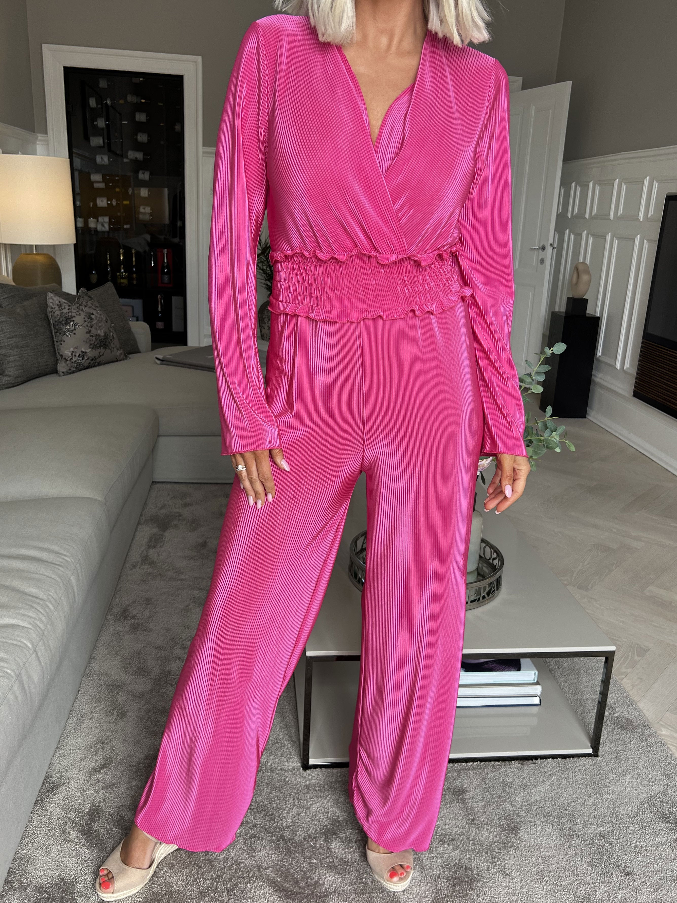 Capri - Plisseret buksedragt med elastik i taljen